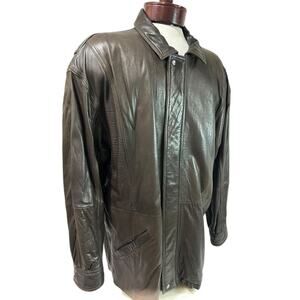 Medium Andrew Marc Men's Soft Brown Leather Coat Insulated Full Zip